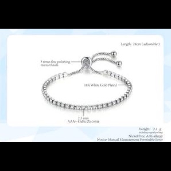 18k White Gold plated over sterling silver Tennis Bracelet - Picture 2 of 2